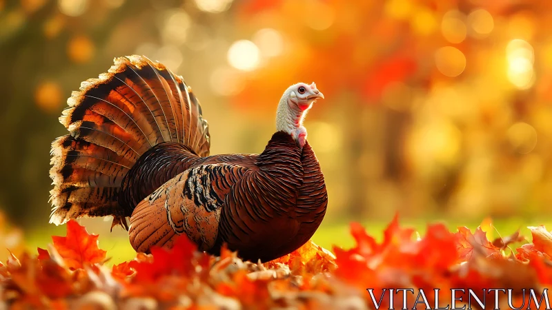 Crimson Tom Turkey Struts Through Autumn's Fiery Tapestry.