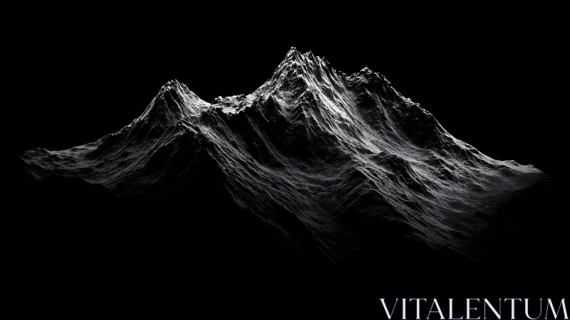 Monochrome mountain ridge in dramatic side lighting.