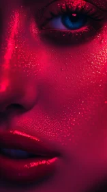 Neon-dusted gaze melts midnight into electric velvet skin