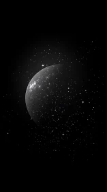 Gently glowing moon drifts through a quiet, starlit night sky