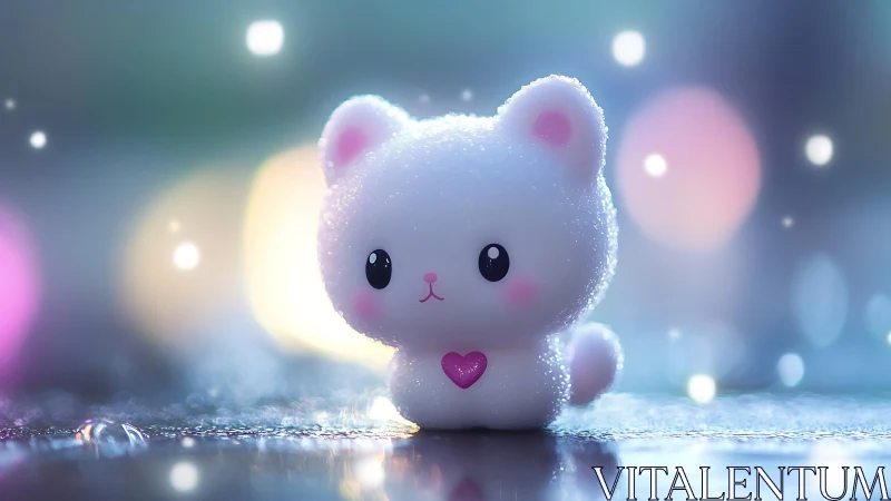 Snowy Cat with a Heart: A Magical Winter Friend.