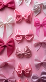 Pink satin bows form a playful, feminine decorative pattern