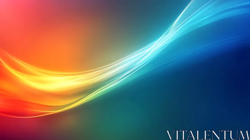 Curved spectral light trails form a high‑energy diagonal gradient field