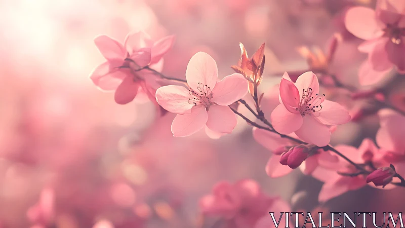 Delicate Pink Blossoms in Soft Focus Depth.