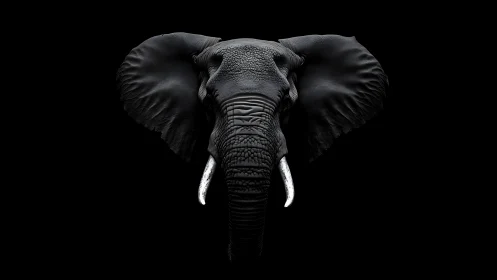 Midnight monarch elephant portrait in sculpted shadows.