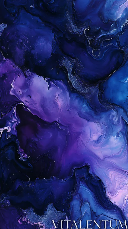 Cosmic indigo and violet fluid abstract painting texture.
