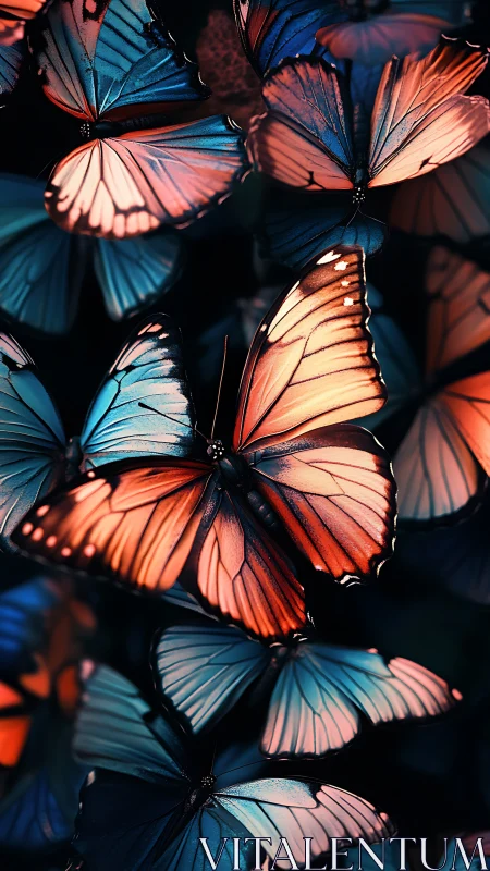 Luminous duskwing butterflies drifting through shadowed bloom.