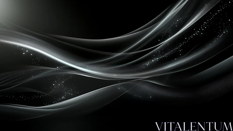 Luminous silver waves drift through a dark cosmic void