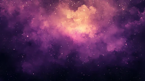 Gentle purple nebula glowing like a warm cosmic sunrise.