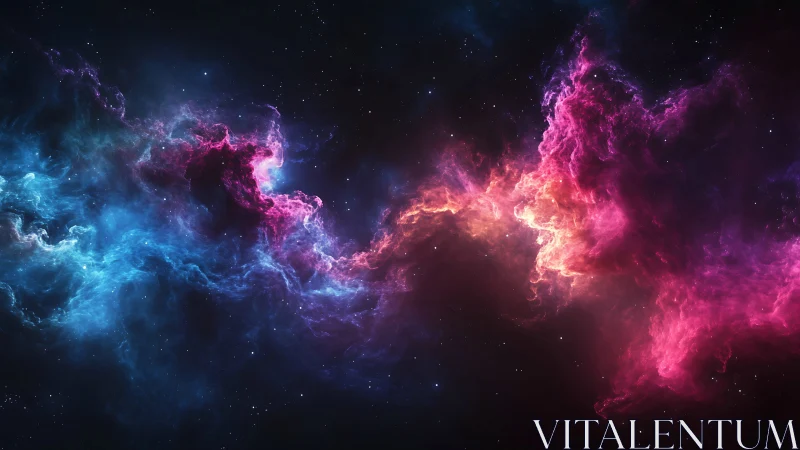 Bipolar nebula cloudscape spans deep space in vivid chromatic contrast