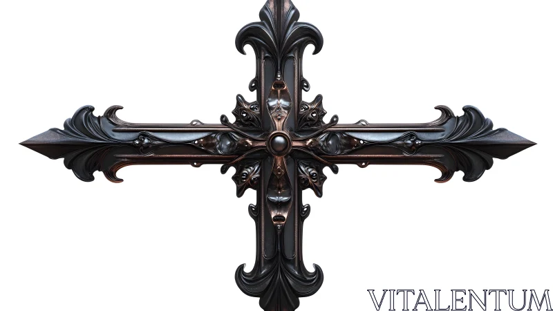 Ornate Gothic Cross with Intricate Metallic Details and Flourishes.