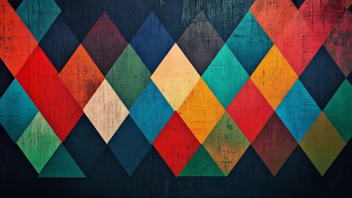 Chromatic rhombus lattice on distressed dark substrate.