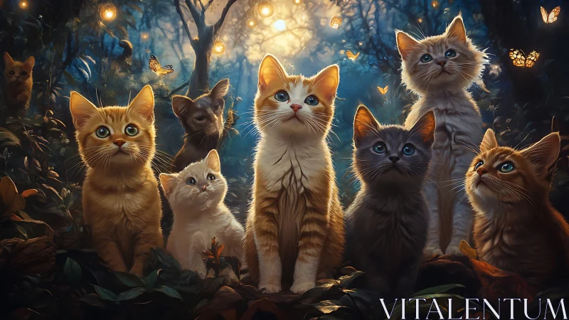 Six Whiskered Sentinels Guard Their Enchanted Forest Kingdom