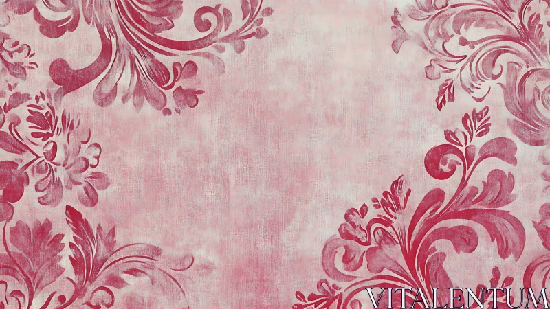 Ornate pink floral scrollwork frame with textured ground.