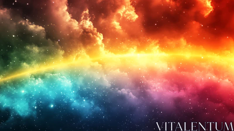 Multicolored nebula band with starfield gradient illumination.