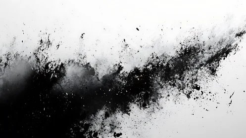 Ink storm eruption across white minimalist canvas field.