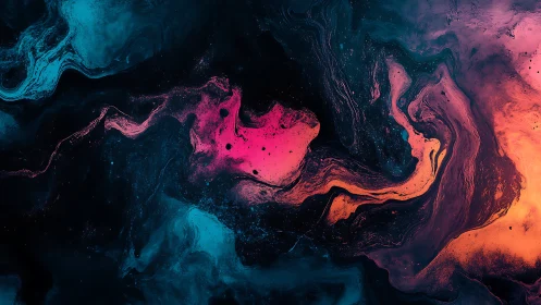 Neon fluid galaxies abstract in saturated digital painting style.