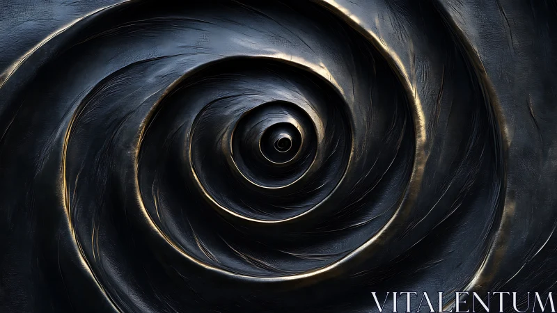 Metallic spiral vortex with sculpted concentric ridges.