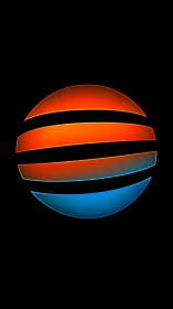 Geometric split sphere with dual-tone gradient glow design.