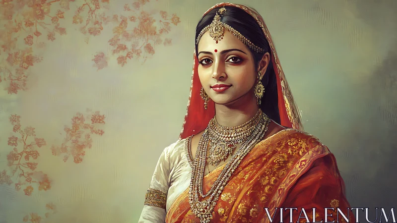 Digital portrait depicts woman in traditional Indian attire