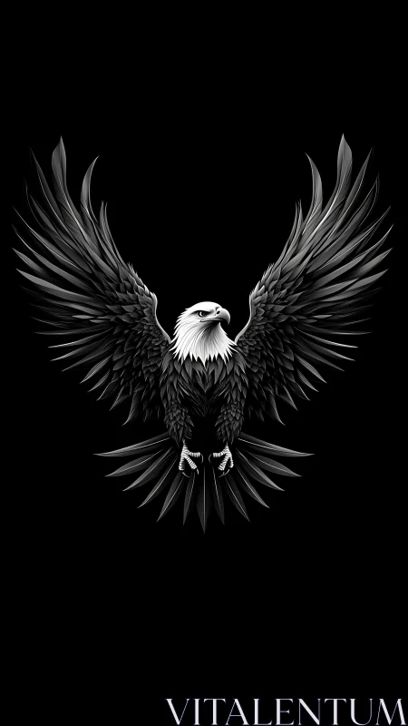 Symmetrical monochrome eagle rendered in high-contrast digital detail