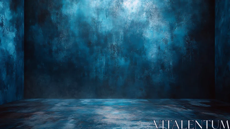 Digital painting blue textured room with atmospheric depth study.