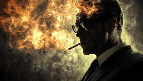 Smoke-crowned silhouette studies firelight on a quiet exhale