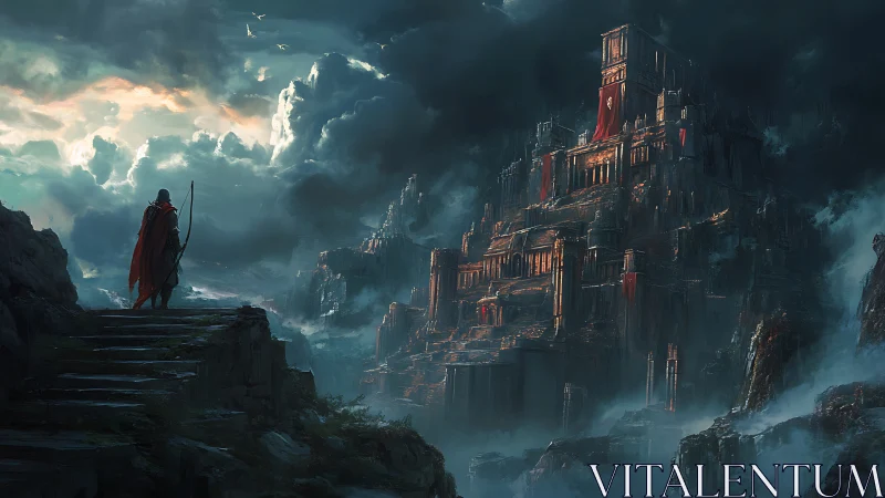 Epic digital painting of lone ranger before storm citadel.