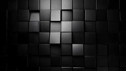 Moody black cube wall with gentle light and quiet rhythm.