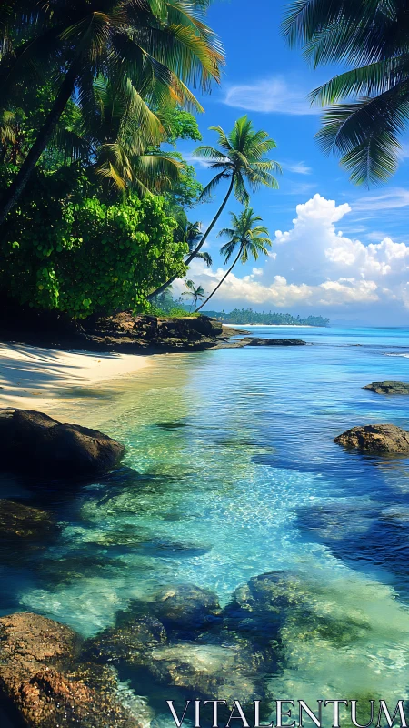 Tropical Paradise: Where Palms Bow to Cerulean Waters.