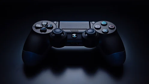 PlayStation 4 controller rendered with dramatic lighting