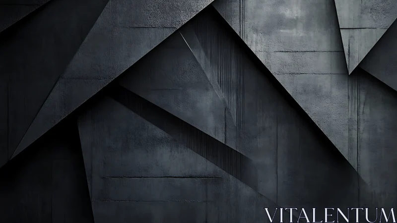 Geometric concrete planes intersect in dark minimalist relief.