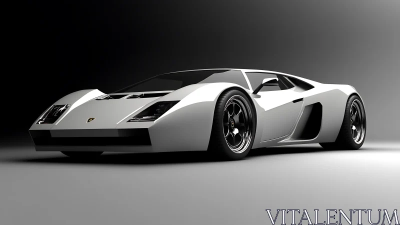 White low-profile sports car model is rendered in 3D space