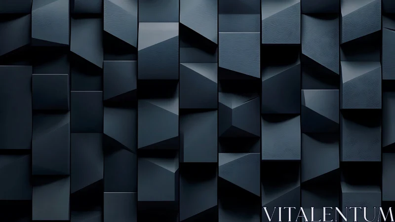 Dark geometric wall of stacked 3D cubes and panels.