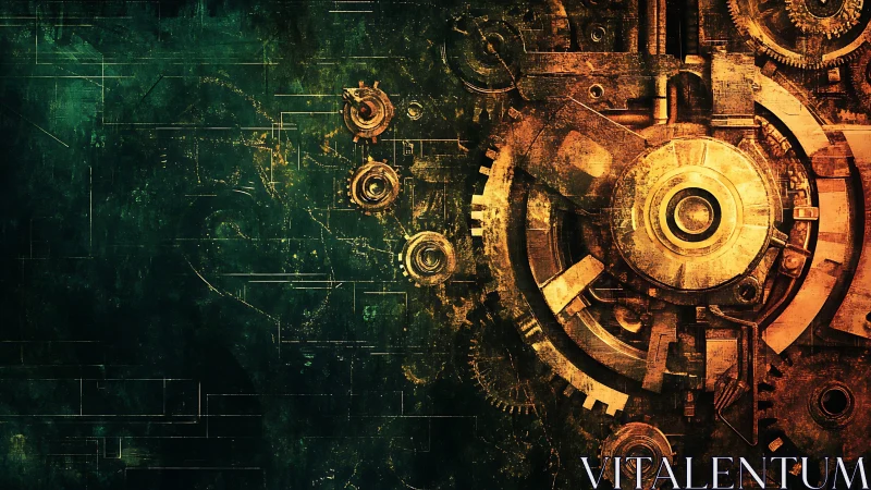 Rusty cosmic engine hums at the edge of a data nebula