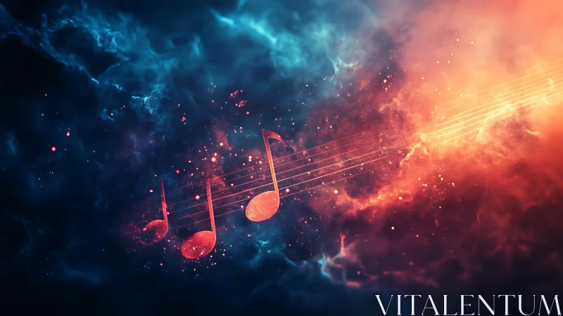 Nebula choir of glowing music notes drifting through starlight.