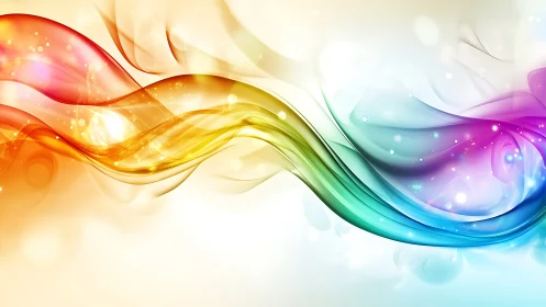 Radiant multicolor light waves flow across bright abstract space