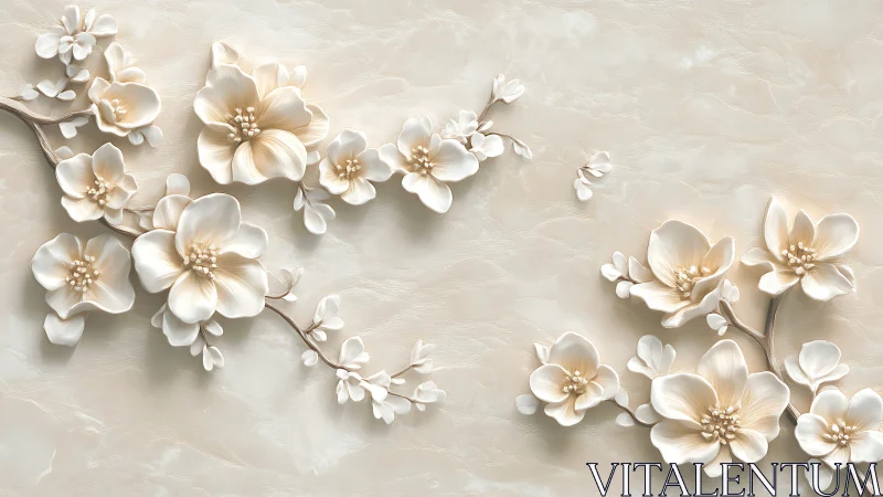 Porcelain blossoms drifting softly across cream light.