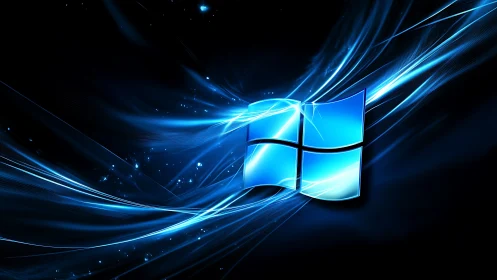 Electric glass window surfs a neon storm of data light