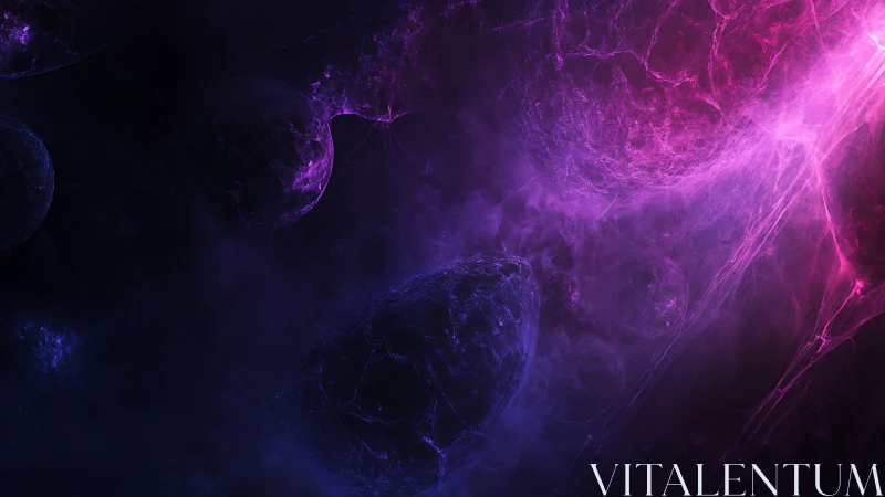 Nebulous violet cosmos glows with ethereal celestial energy