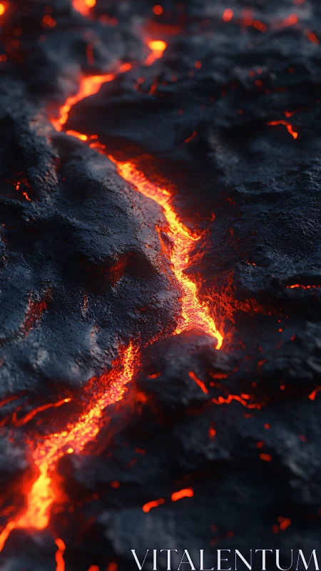 Lava Flow on Cooled Basaltic Surface