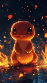 Fire-Engulfed Charmander Creature Radiates Intense Heat.