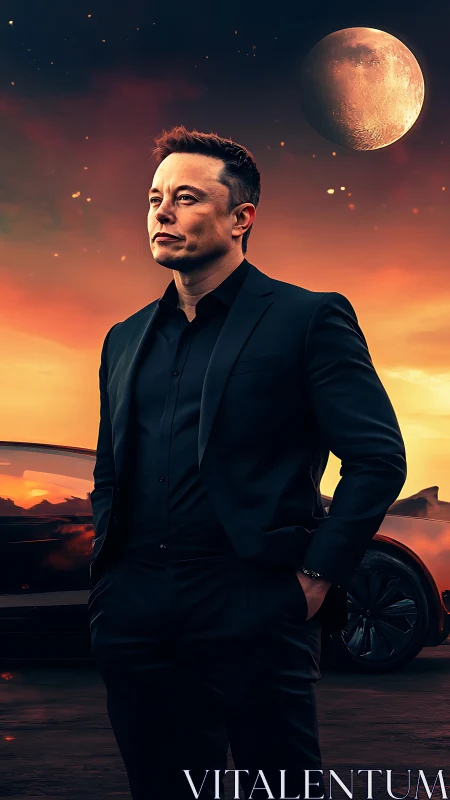 Stylized business portrait under martian sky with cinematic grading