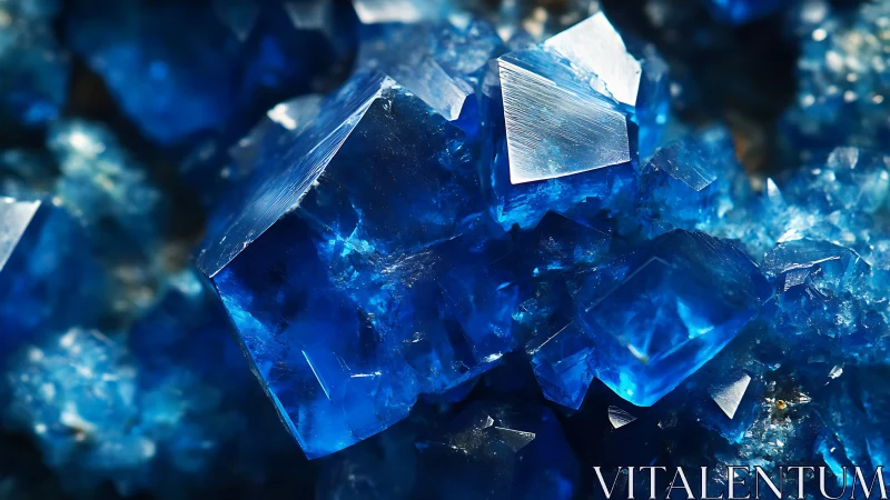 Sapphire geometry blooms in electric cobalt crystal clusters.