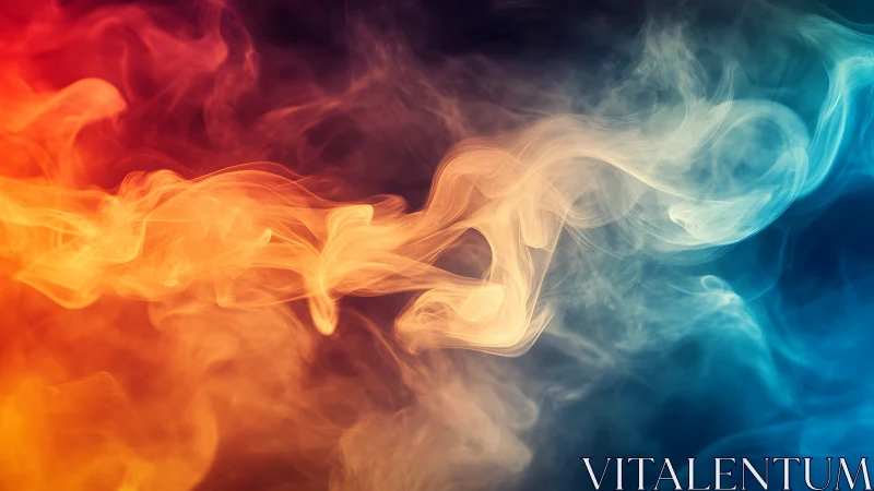 Duet of fire and frost swirling in a luminous smoke ballet.