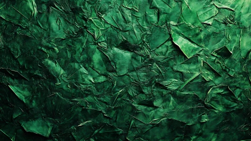 Textured green abstract surface with layered rough shapes.