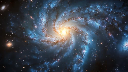 Spiral galaxy core study in high-contrast photorealistic space rendering.