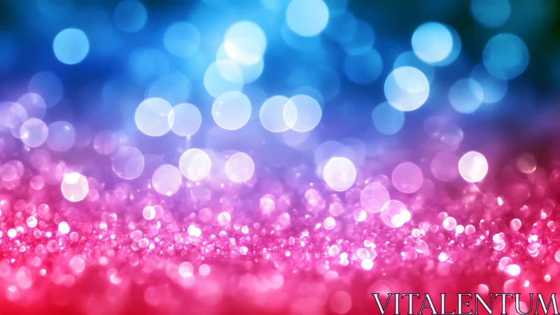 Shimmering pink and blue bokeh lights glow in soft harmony