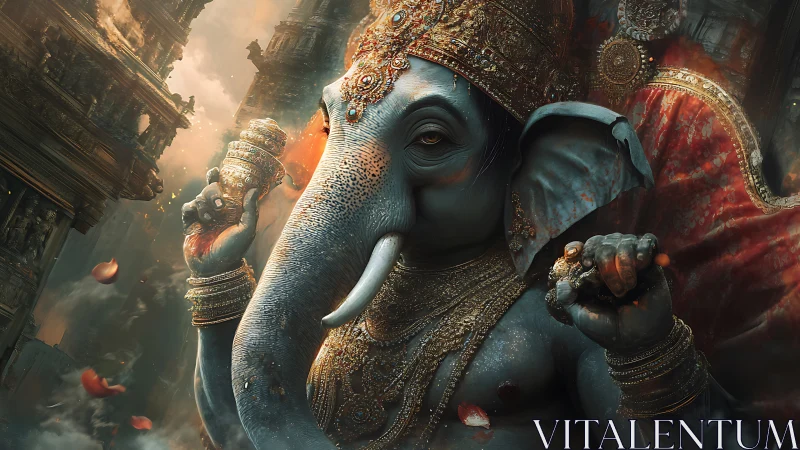 Elephant-headed deity rendered in ornate digital detail