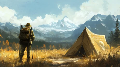 Solitary trekker weighs the wild silence beneath sharp peaks